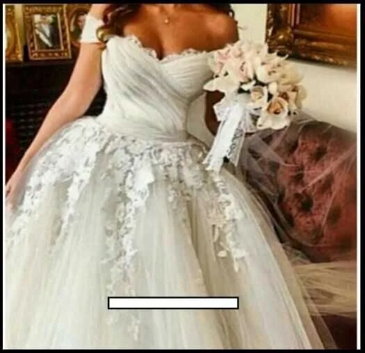 Элегантный Дизайн Милая Аппликация Ruched Тюль Пышные принцесса свадебные платья