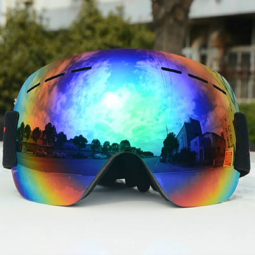 Большие сферические лыжные очки, ветрозащитные, с защитой от ультрафиолета, противотуманные, для мужчин и женщин, зимние очки для сноубординга, для улицы, Экипировка для мужчин - Цвет: green film