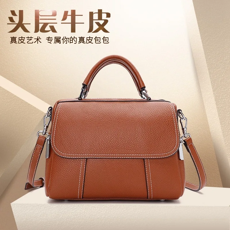 

Genuine Leather Portable Bag Woman Head Layer Cowhide Package Single Shoulder Package Messenger Woman Package