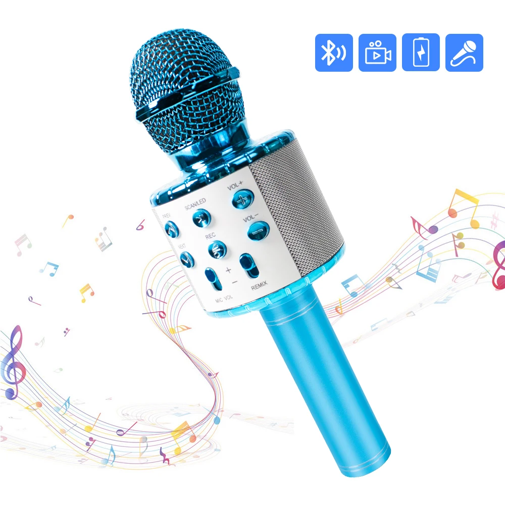 Portable Microphone for Kids Boys and Adults srnede Bluetooth Karaoke Wireless Microphone with LED Lights Girls 