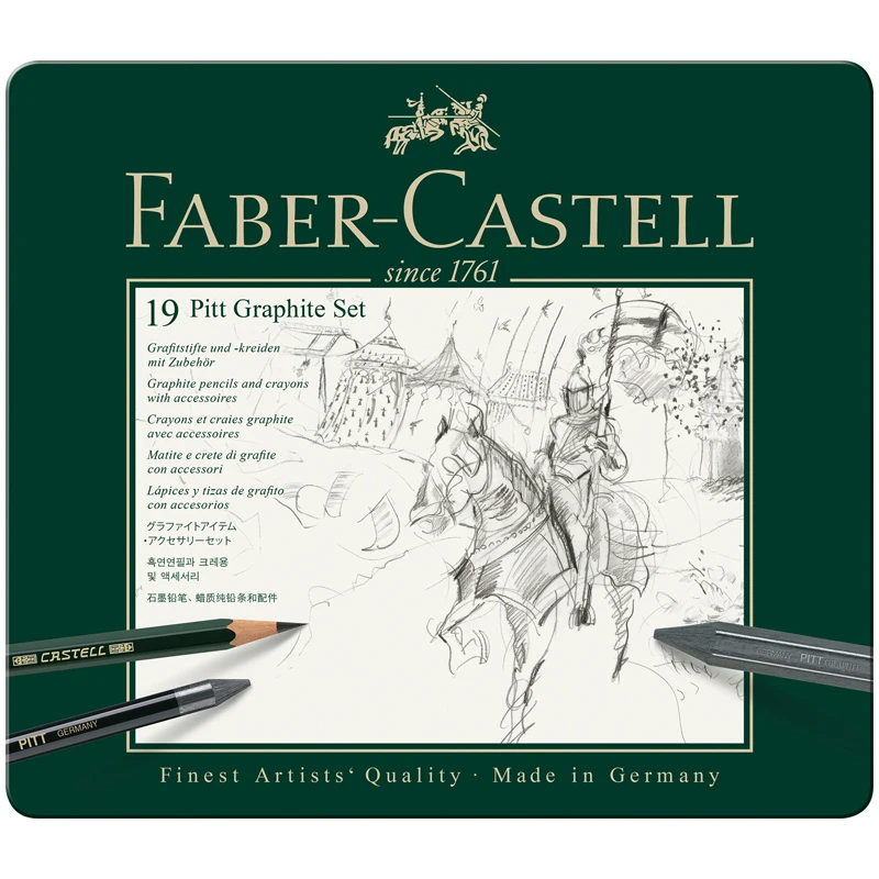 Набор карандашей ч/г faber-castell &quotpitt graphite" 19 предметов заточен. метал. кор. |