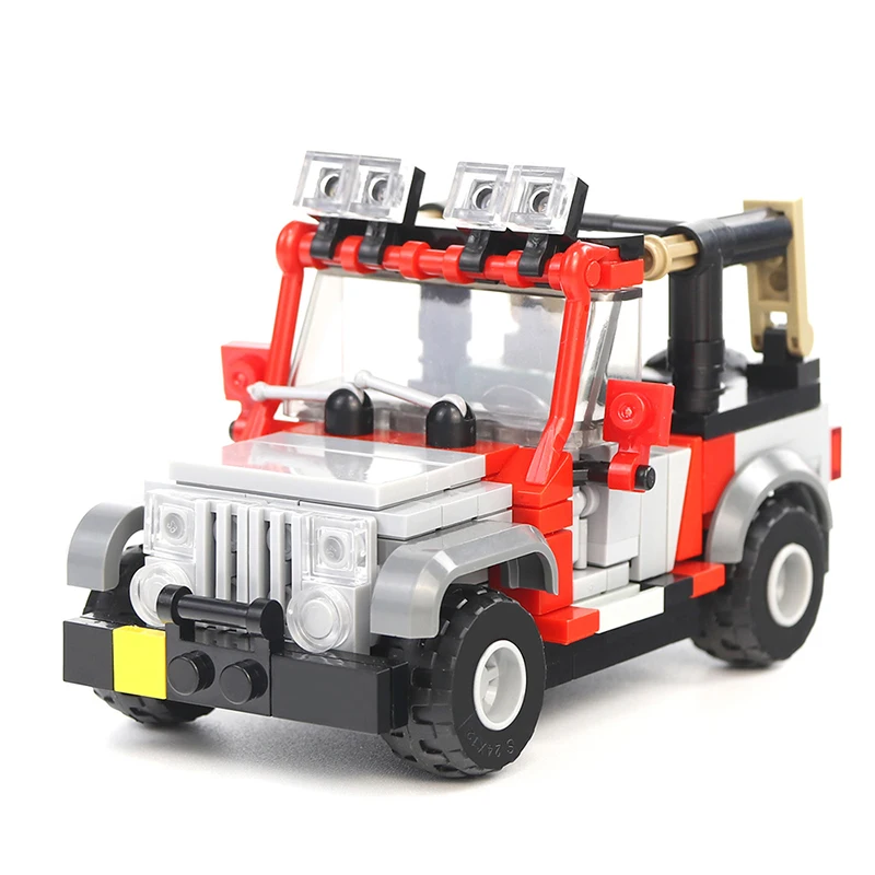 

Jurassic Jeeped Army Soldier Building Blocks Bricks German Willis Antiaircraft gun Bricks Toy for Children