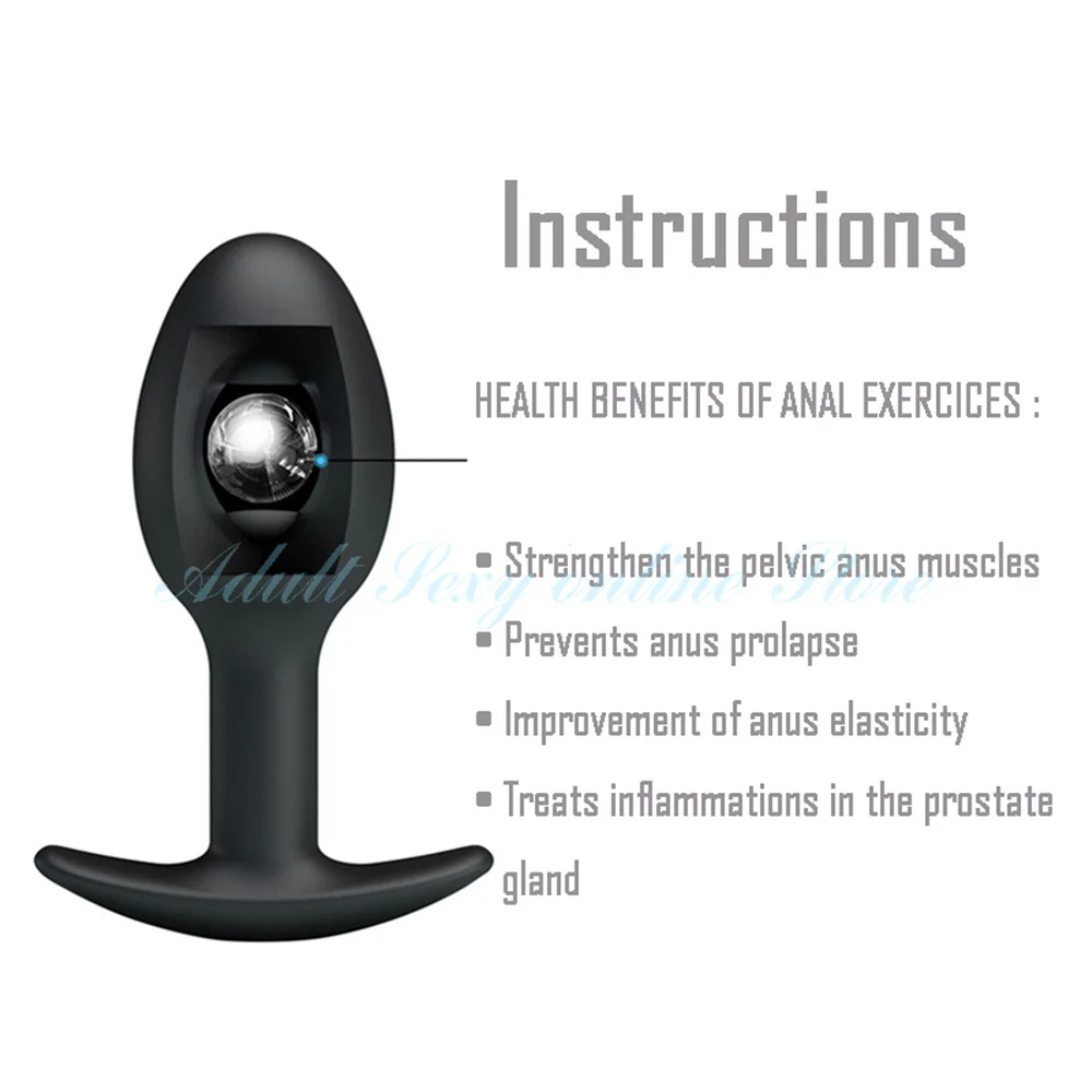 S 35mm Perles anales noires en Silicone, boule métallique à l