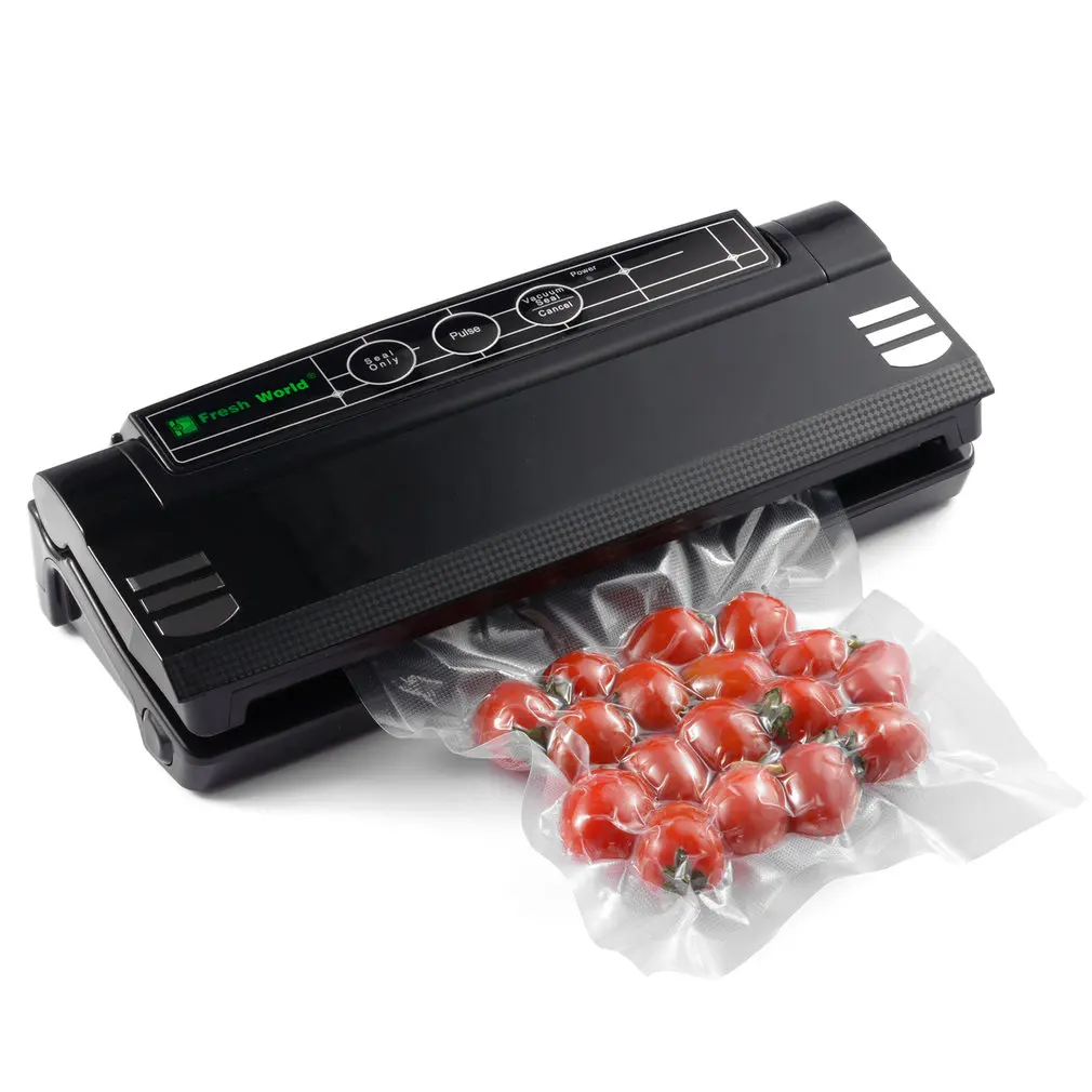 Household Vacuum Sealer for Food Preservation Packer Bag Sealer Includes Bag Kit Strong Vacuum Pump 75Kpa ABS Black