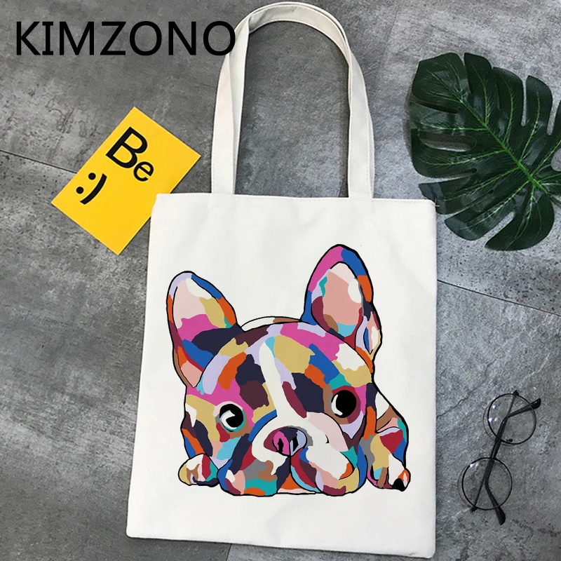 Bolsa de compras de Bulldog Francés, bolsa de reciclaje, bolso de compras, bolsa de lona, bolso de tela, gancho de tela tejida