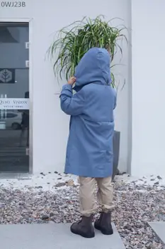 

new 2020 girls and boys thin Hooded long jacket kids blue jacket