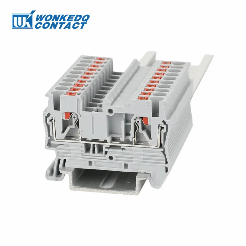 PT2.5 Push-in Terminal Block 2.5mm&sup2; Connector Spring Feed-Through Strip Plug PT-2.5 Wire Electrical Din Rail Contact PT 2.5 din rail terminal block wire connectors