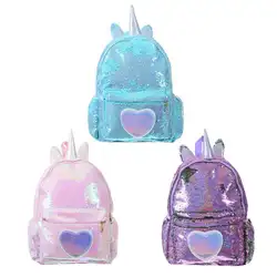 Милые рюкзаки с блестками в виде сердца для путешествий, женские блестящие школьные сумки на плечо