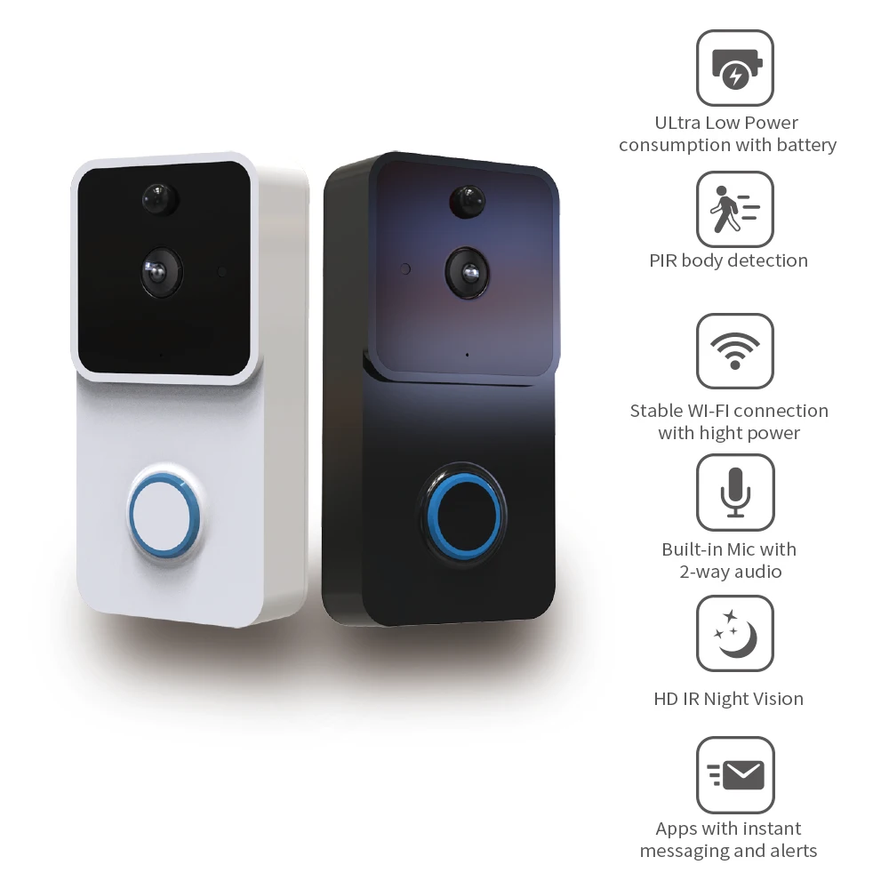 

HD 1080P Wireless Wifi Video Doorbell IP Security camera Intelligent Home Night Vision PIR Motion Detector Smart Batterry Camera