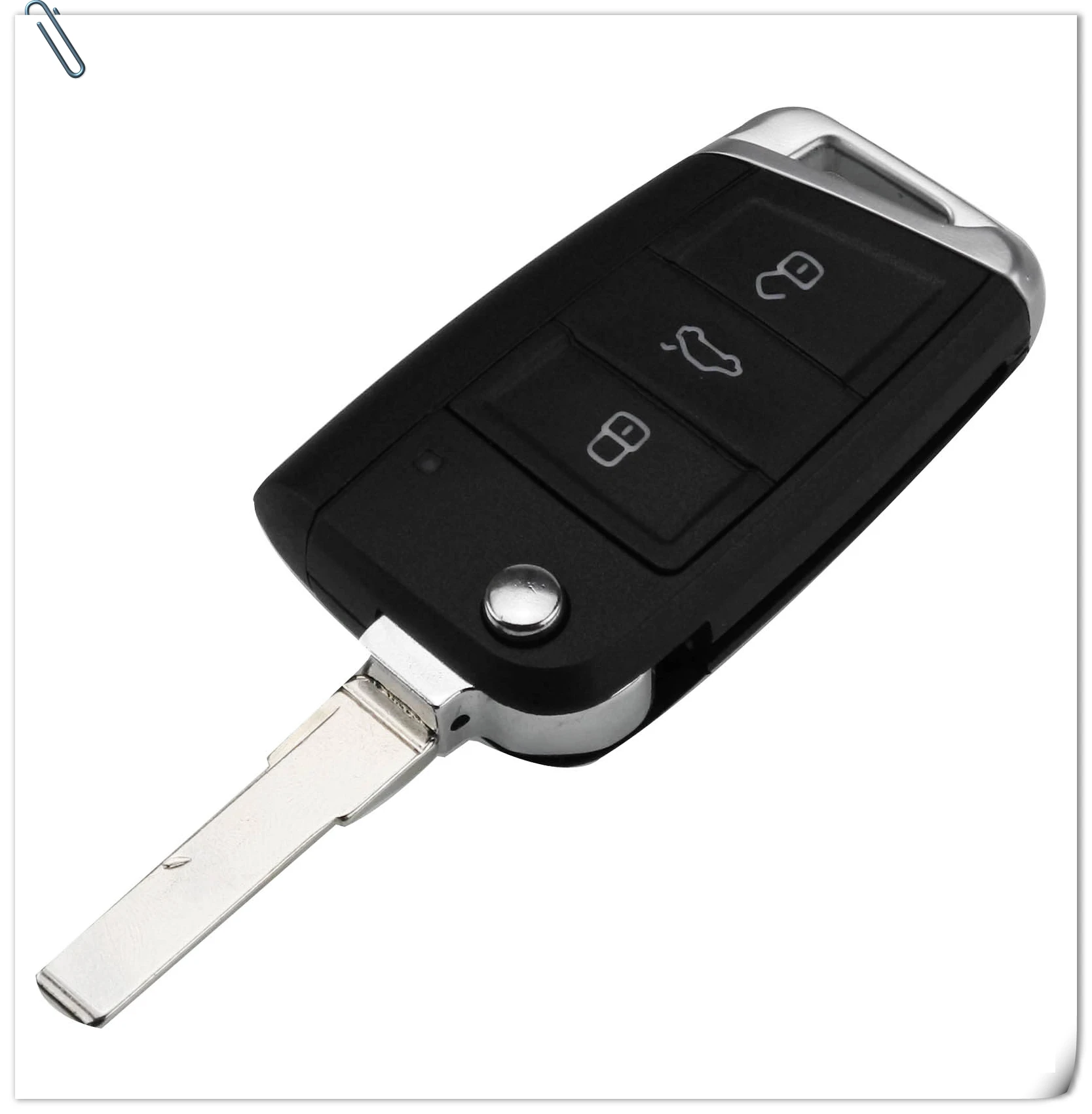 Jingyuqin неразрезанный/режущий Клинок 3 кнопки модификации флип ключ чехол Брелок для Volkswagen VW Golf 7 Jetta Passat Beetle Polo Bora - Количество кнопок: Uncut Blade