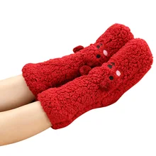 Рождественские носки; домашние носки; кашемировые носки с героями мультфильмов для сна; бархатные Нескользящие женские зимние ковровые носки; женские забавные носки в Корейском стиле