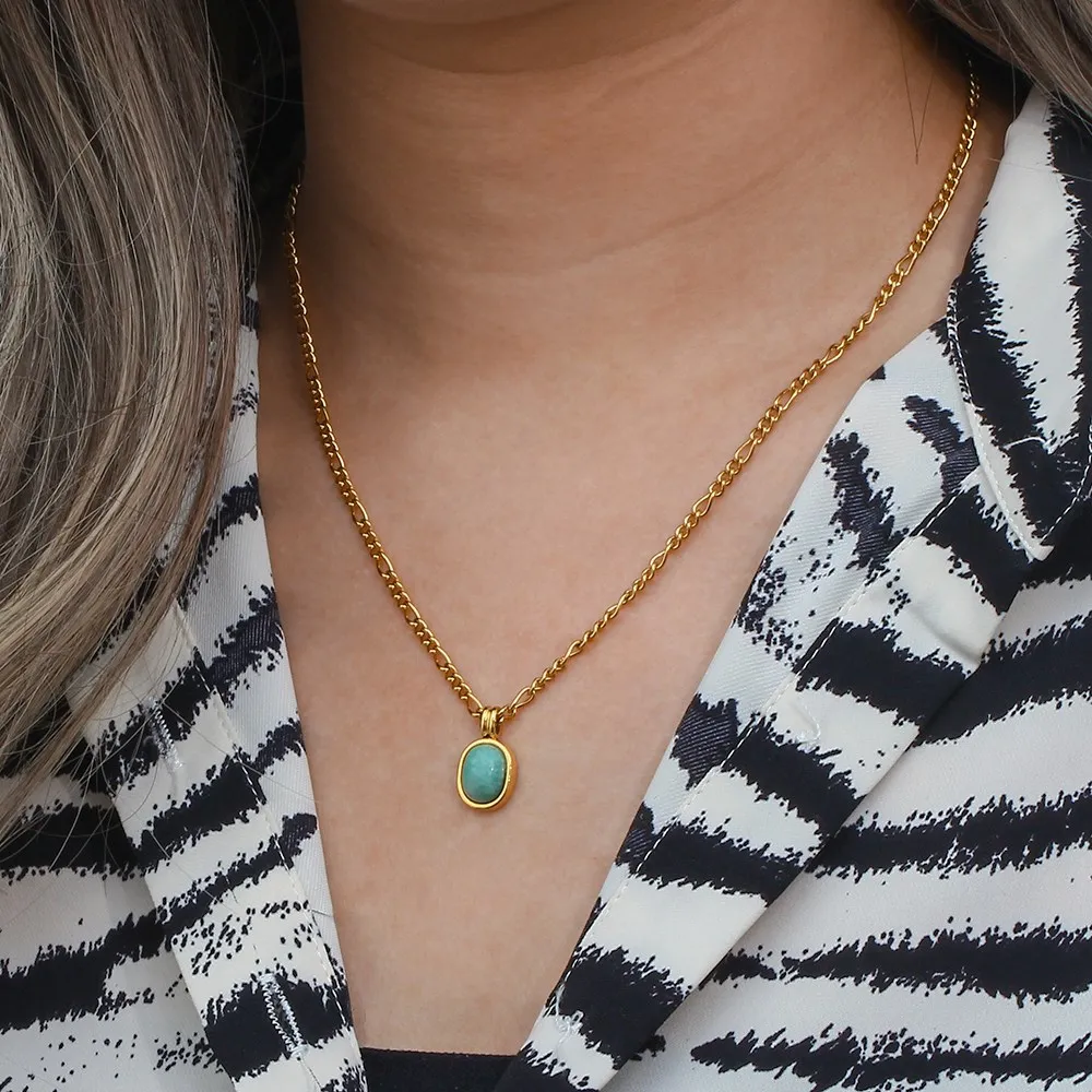 Amazonite Natural Stone Necklace Gold-plated Hand-made