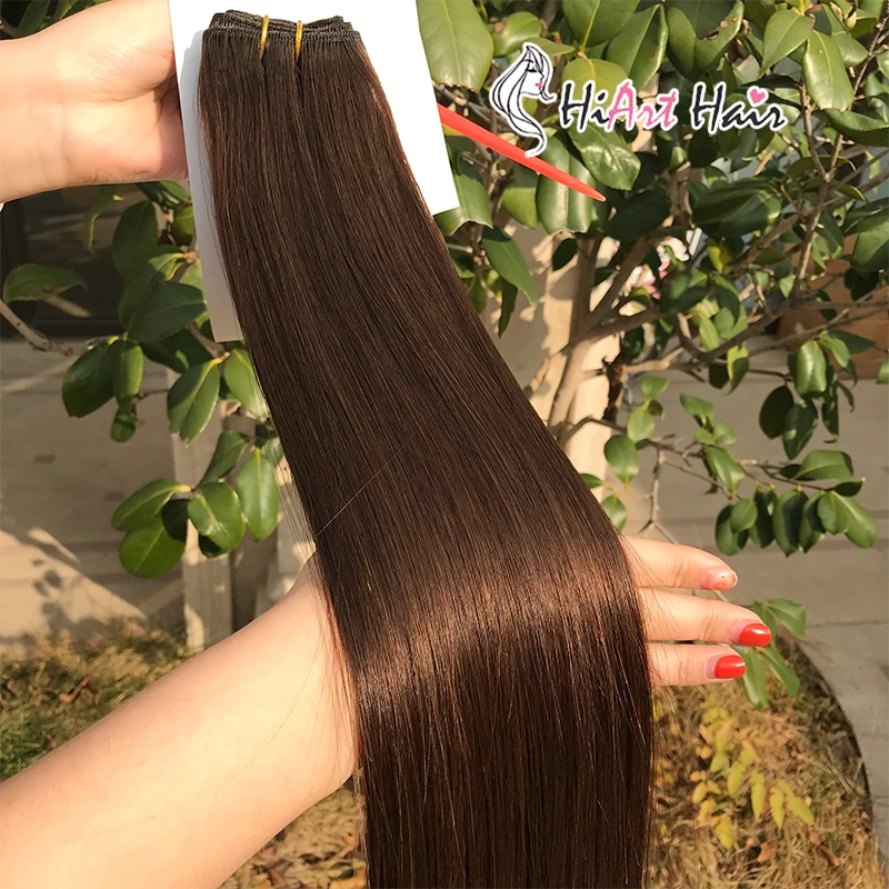 HiArt 100 г Человеческие волосы Remy Weft для салона, двойные прямые волосы для наращивания, натуральные волосы для наращивания на всю голову, густые волосы