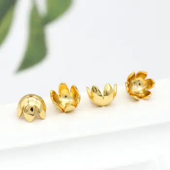 

4PCS 6x8.5MM 24K Gold Color Plated Brass Flower Beads Caps Tassel Caps Diy Jewelry Findings Earrings Accessories
