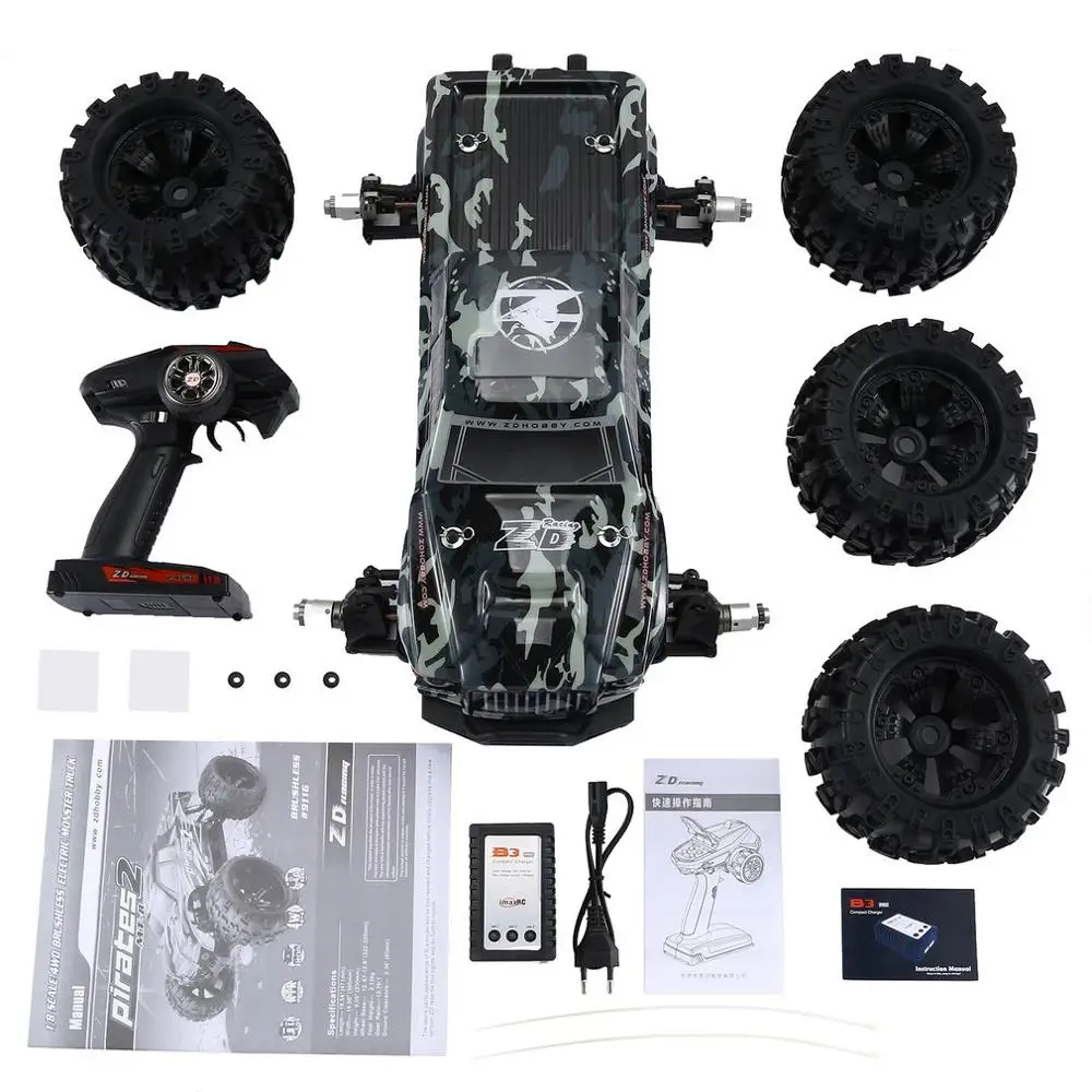 RTR ZD гоночный MT8 Pirates3 rc автомобиль игрушка 1/8 2,4 г 90 км/ч электрический бесщеточный RC гоночный автомобиль внедорожная модель большой ноги Монстр РТР/Рама автомобиля - Цвет: RTR