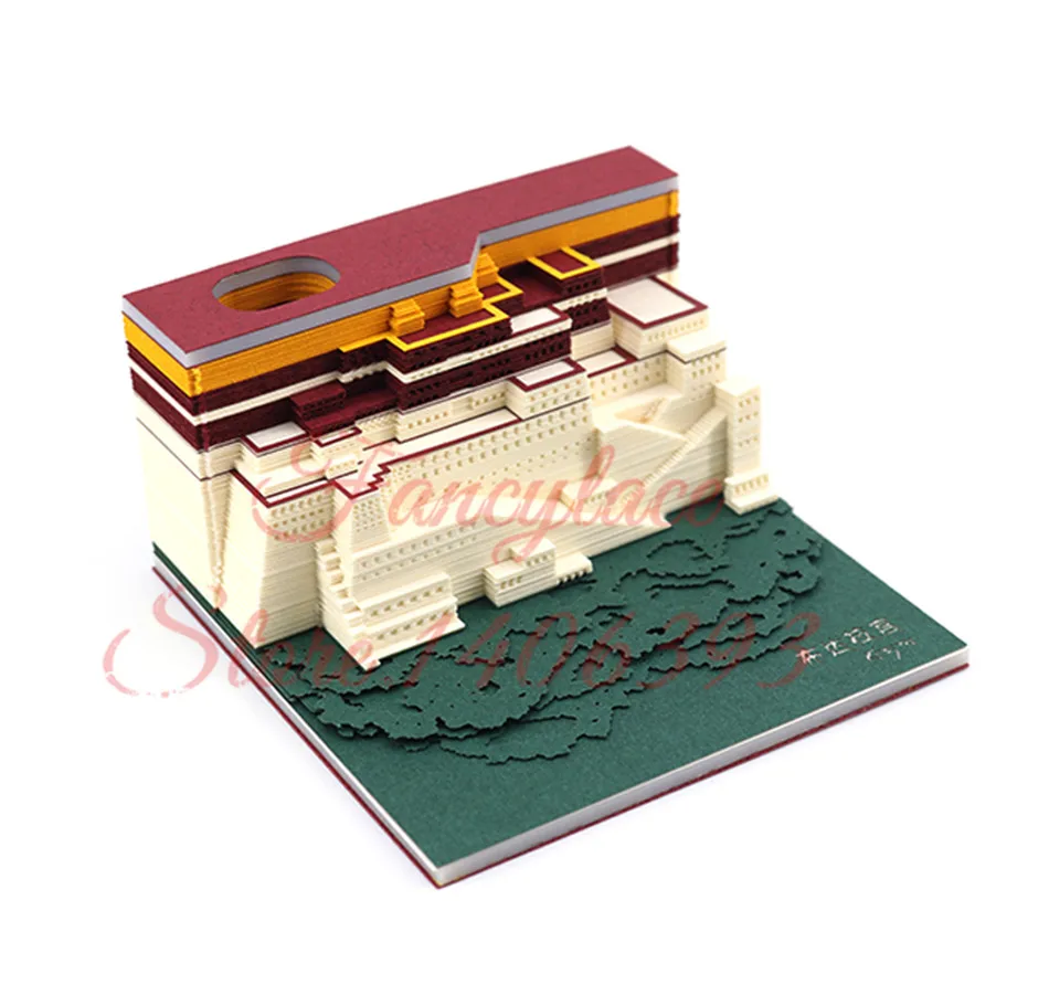 

Art Building Block DIY 3D Potala Palace Memo Notes Pads Convenience Stickers Papers Card Art Crafts for Wedding Birthday Gift