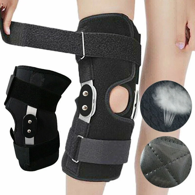 

Metal Hinged Knee Support Sleeve Protector Elastic Kneepad Brace Guard Stabilizer Strap Wrap Sprains Sports basketball Running
