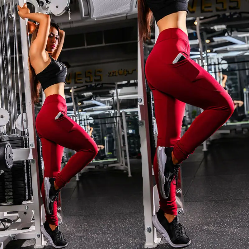 4 цвета, S-XL, женские спортивные штаны для йоги, тренировки, спортзала, фитнеса, градиентные леггинсы, брюки, спортивная женская одежда, джоггеры, леггинсы - Цвет: Красный