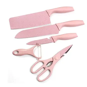 

5Pcs Knives Peeler Scissors Set Stainless Steel Baby Food Fruit Vegetable Slicing Cutter Utility Meat Cleaver Chef Kitchen Knife