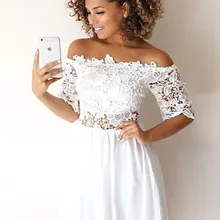 Элегантное платье для выпускного вечера А-силуэт/Принцесса шифон Аппликация с открытыми плечами 1/2 рукава Короткие/Мини Вечерние платья