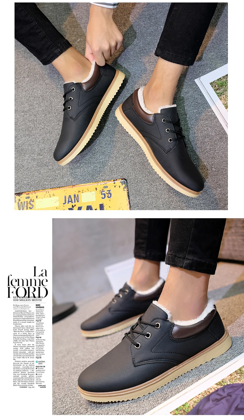 Модные мужские зимние ботинки; теплые зимние ботинки с Плюшевым Мехом для мужчин; удобная Водонепроницаемая износостойкая обувь для отдыха; AODLEE