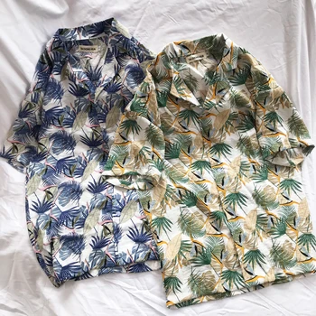 

OSCN7 Casual Flowers Printed Short Sleeve Shirt Men Street 2020 Hawaii Beach Oversize Women Fashion Harujuku Shirts for Men 436