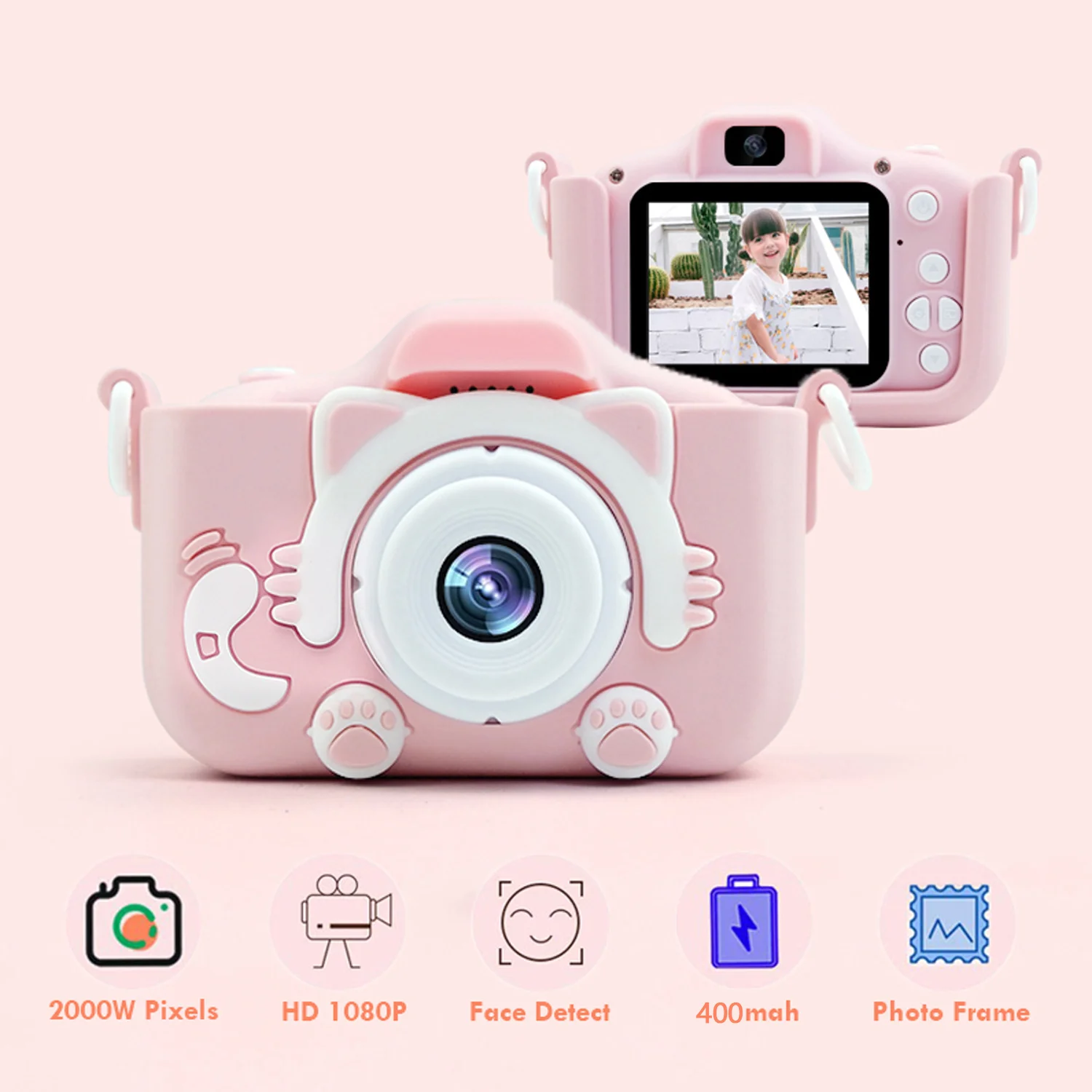 Mini videocámara Digital para niños, 1080P, 2000W, juguetes integrados para niños, regalos de cumpleaños y Navidad