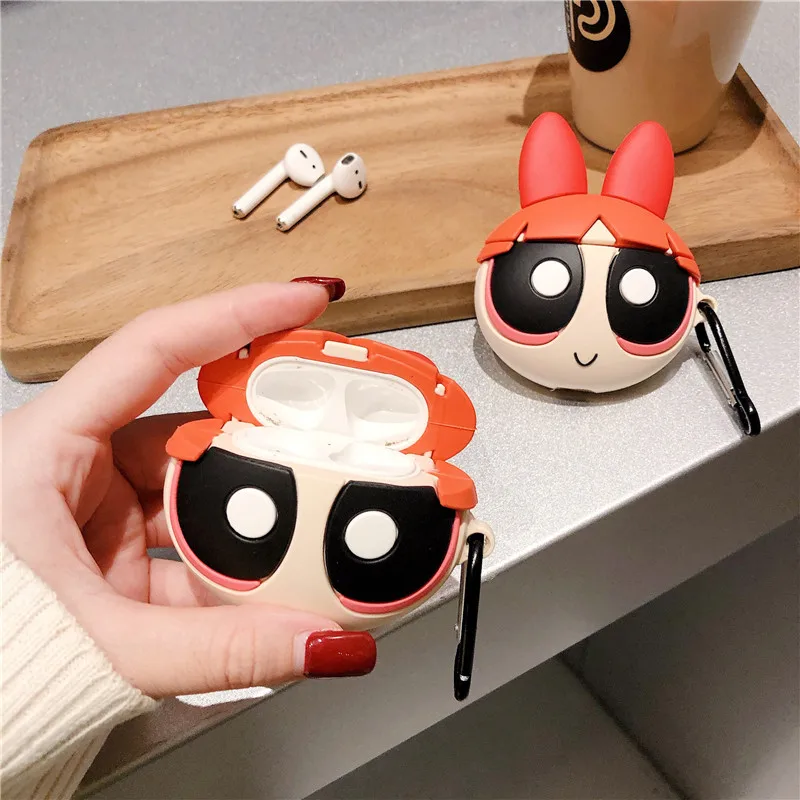 Симпатичные цветы Powerpuff девушки полицейские INS корпусы гарнитурные для Apple Airpods 1/2 силиконовые защитные наушники крышка аксессуары