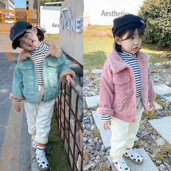 

2019 new winter item girl thick warm corduroy coat kids clothes