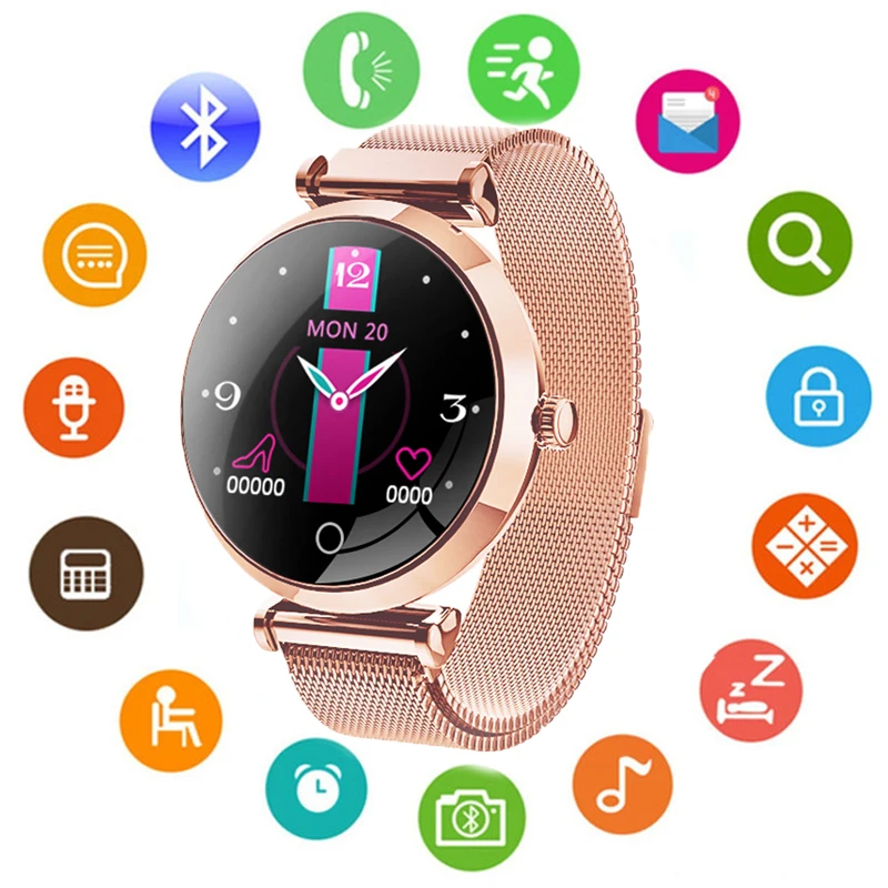 

Fashion Lady Smart Watch Heart Rate Monitor Color Screen Bluetooth Alarm Clock Fitness Tracker Push Social Message For Android
