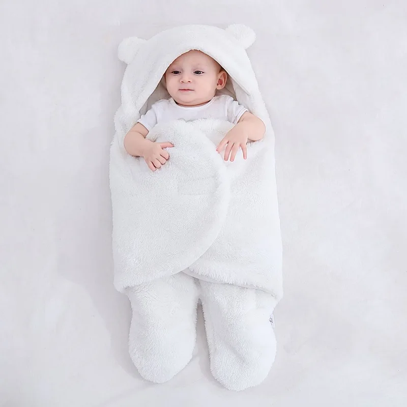 Newborn Baby Swaddle Wrap Soft Short Plush Blanket Swaddling Sleeping Bag ♡ 