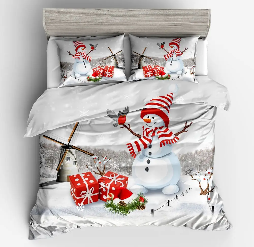 Christmas Gift Комплект постельного белья с принтом Санта Клауса, рождественский подарок, пододеяльник, двойной размер, снеговик для детей - Цвет: Christmas Gift