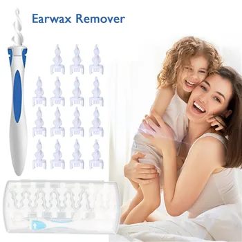 

Earpick Spiral Ear Wax Earwax Remover Cleaner Ear Care Tool with 16pcs Soft Replacement Heads and Clean Brush for Home Supplies