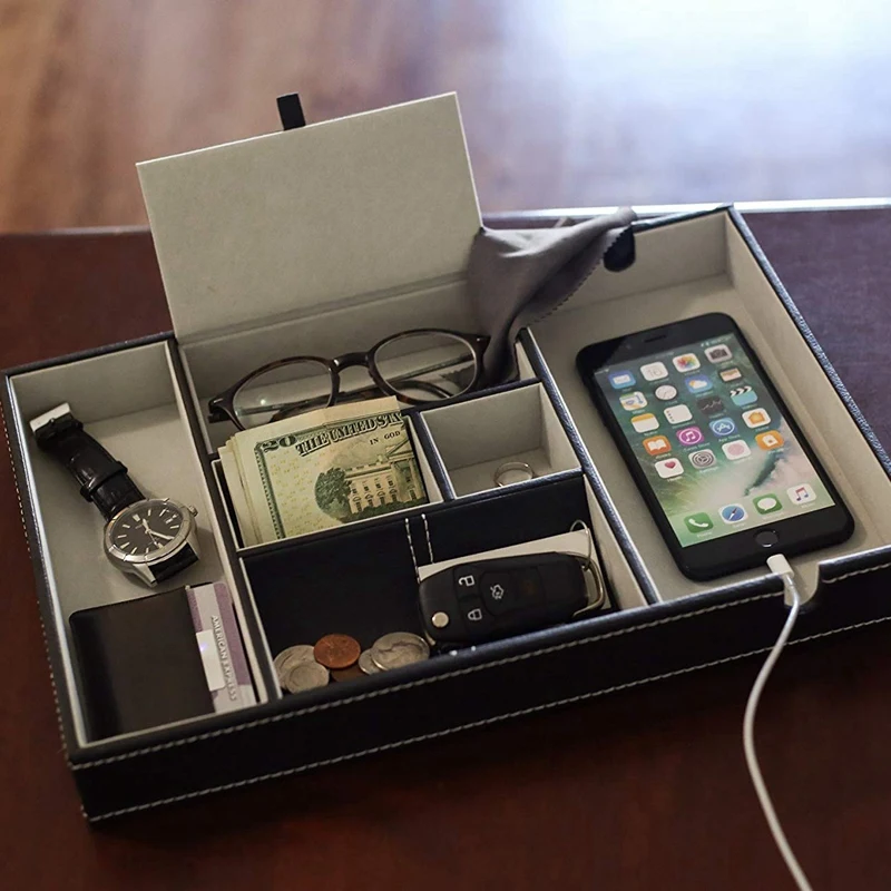 Home Décor Decorative Trays Catch All Nightstand Organizer Charging