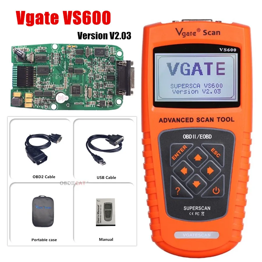 10 шт./Лот DHL бесплатно оригинальный Vgate VS600 считыватель кодов Сканер OBD/EOBD