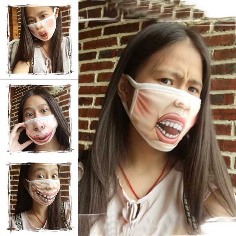 

Funny mouth ice silk riding mask protective mask double-sided sun umbrella running breathing mask mask unisex breathable dust c