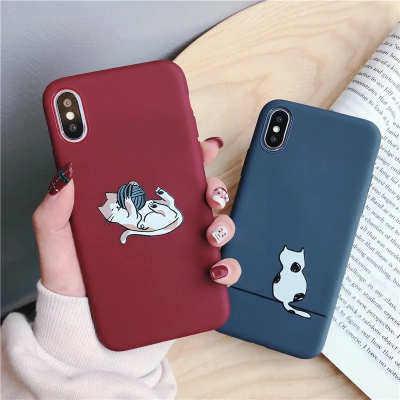 Милый чехол для телефона с изображением винного Красного кота iPhone 7 Puls 6 6S 8 X Xsmax XR Xs