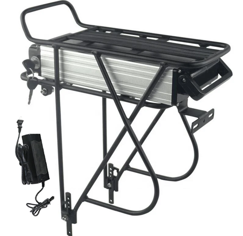With rear rack Аккумулятор для электровелосипеда, задняя стойка для электровелосипеда, аккумулятор 48 В, 20Ah, 16Ah, с переноской, подходит для дискового и v-образного тормоза, заднего колеса велосипеда, сделай сам - Цвет: With rear rack