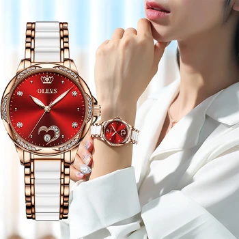 OLEVS Women watch Set Waterproof Automatic Mechanical watch Female Ceramic watch Gift for Women Wristwatches 1