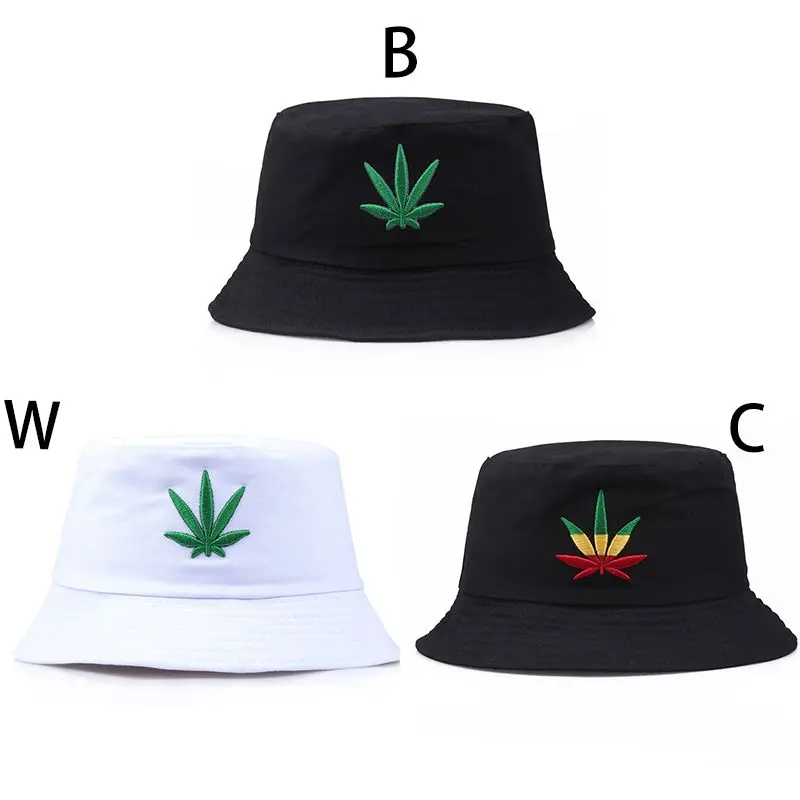 Bucket Hat Maple Leaf Embroidered Packable Foldable Sunshade Cotton Cap Outdoor Beach sun fashion panama Fishing Fisherman Hat