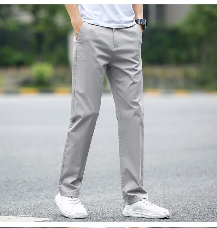 Spring Summer Pants Men Cotton Fashion Business Stretch Men Chinos Trousers Casual Black Pants Male Pentalon Homme Mens 40 khaki uniform pants