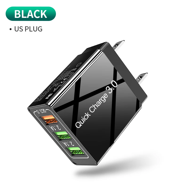 Udyr Quick Charge 4,0 3,0 USB зарядное устройство для iPhone 11 samsung S10 A50 huawei P30 Pro EU US 4 порта быстрое настенное зарядное устройство для мобильного телефона - Тип штекера: 3 Port Black US