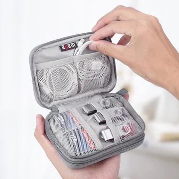 

Three Floors Digital Storage Bags Zipper Headphones Organizer Lanyard Design Handbag Portable Data Cable Tote Earphone Pouch