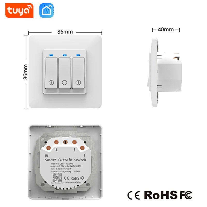 Tuya Smart Life WiFi переключатель роликовой шторки шторы Жалюзи сенсорный 3 банды таймер голосовой пульт дистанционного управления совместимый Google Home Alexa