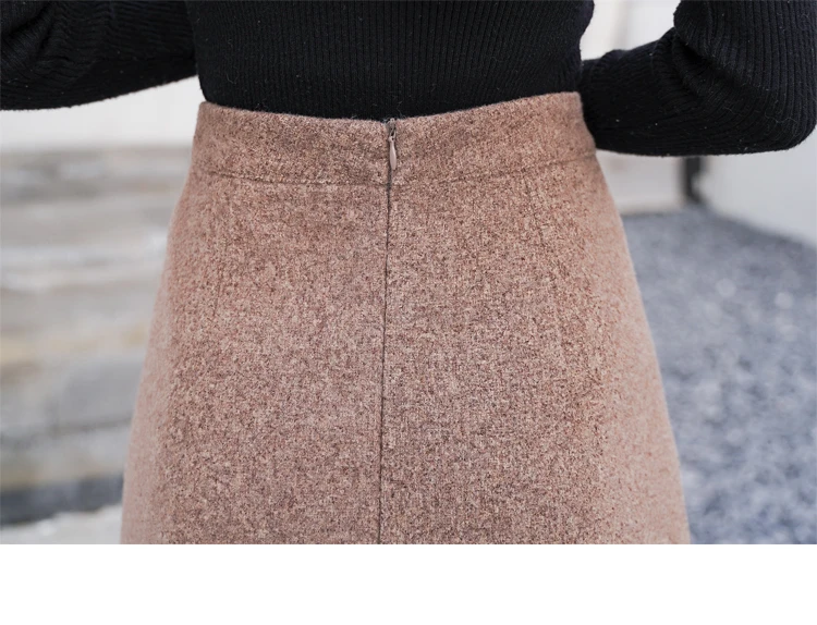 Теплые зимние мини-юбки с высокой талией, женская короткая юбка на пуговицах, Тонкая Повседневная нестандартная корейская мода, шерстяная Женская Осенняя юбка