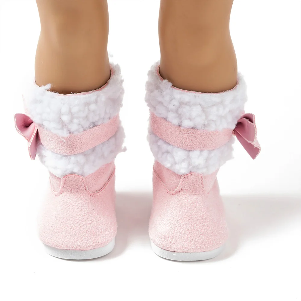 Размер 43 см, высота куклы для девочек, зимние сапоги, обувь для 1" куклы, новорожденные, куклы, зимние Рождественские туфли кукольные аксессуары - Цвет: pink boots for doll