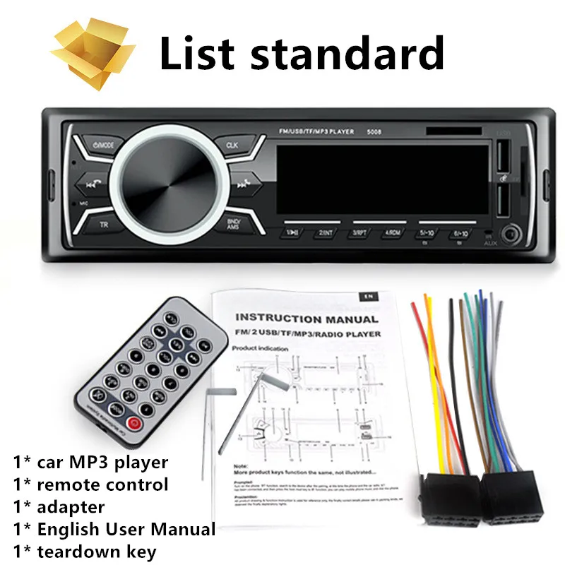 1 din стерео приемник MP3-плеер декодер bluetooth автомобильный комплект модуль fm модулятор аудио Авто двойной USB зарядное устройство 12 в радио 5008