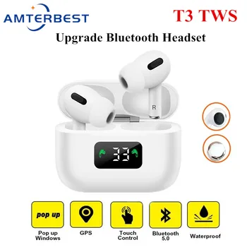 

AMTERBEST T3 TWS In Ear Portable Blutooth Earphone Wireless Headsets Mini Headphones Stereo Earbuds Touch with Mic for Phones