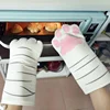 1PC Cute Cartoon Cat Paws Oven Mitts Long Cotton Baking Insulation Microwave Heat Resistant Non-slip Gloves Animal Design 1