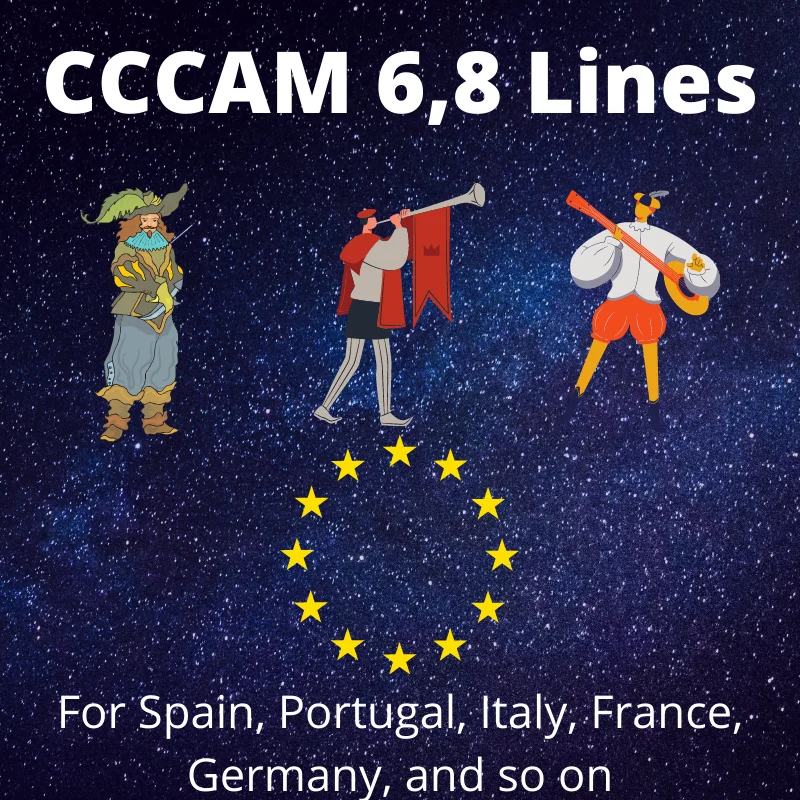 

CCcam 6 lines and 8 lines satellite receiver for v8 nova for european countries spain portugal germany italy france